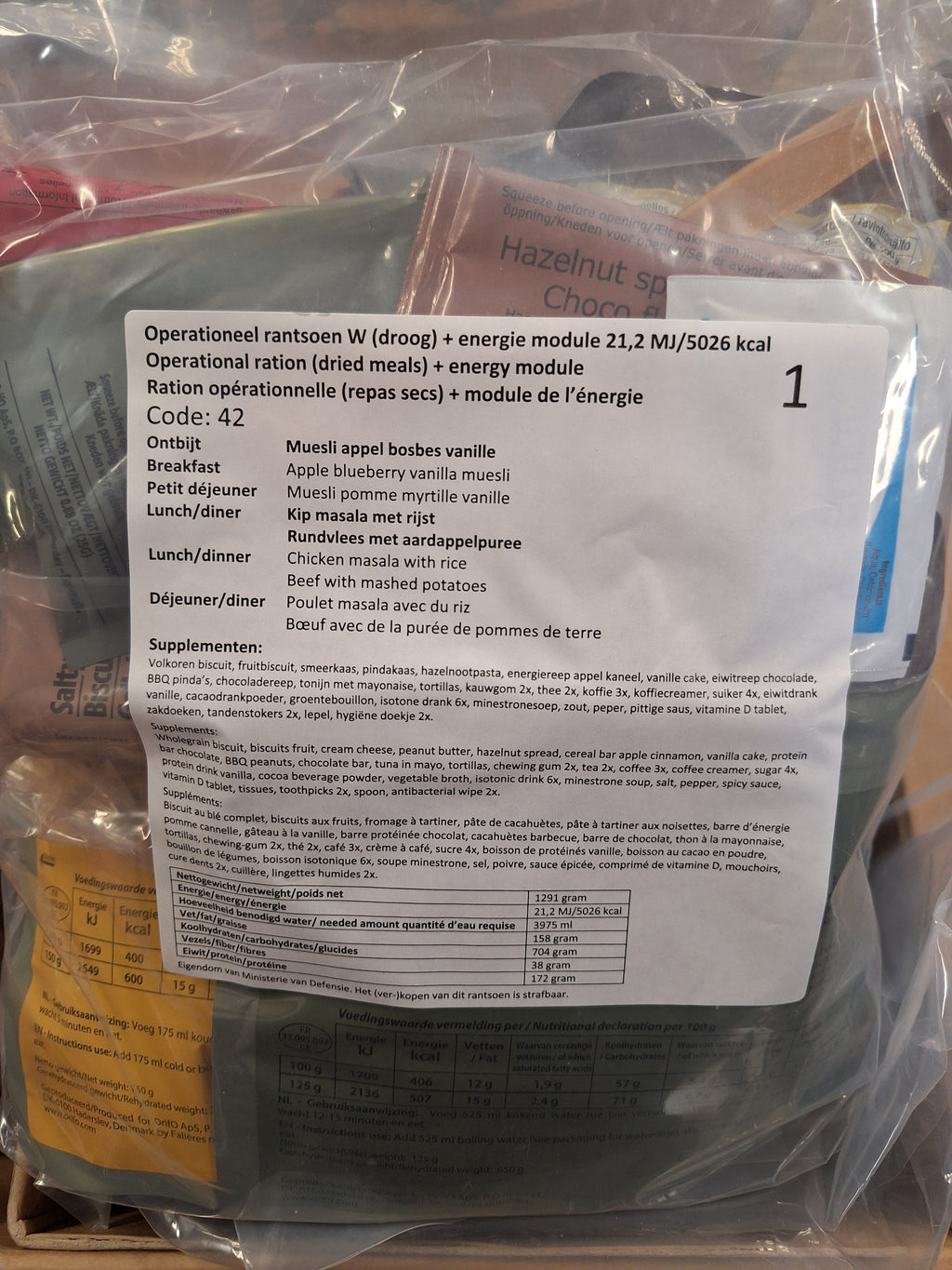 Niederlande 24Hr Ration 5100kcal Trockene Mahlzeiten - MREs and More