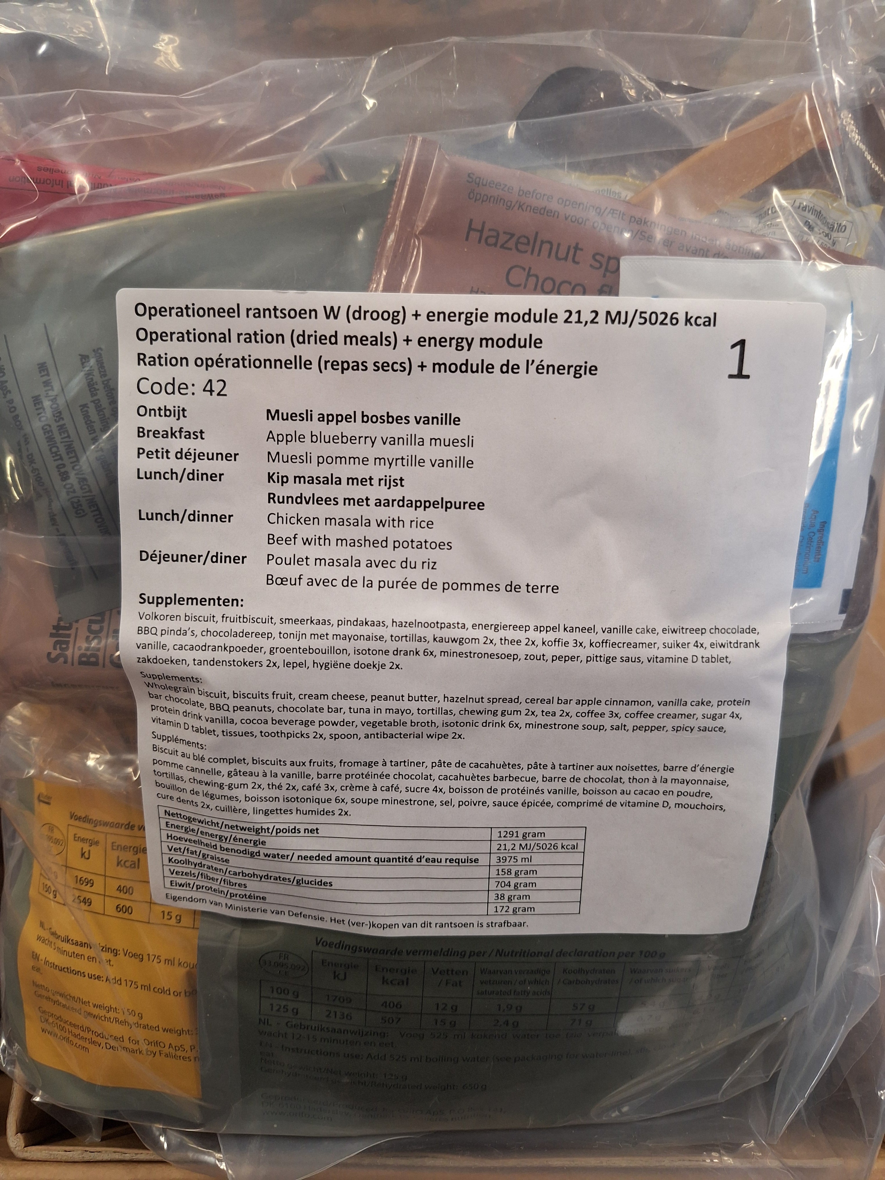 Niederlande 24Hr Ration 5100kcal Trockene Mahlzeiten - MREs and More