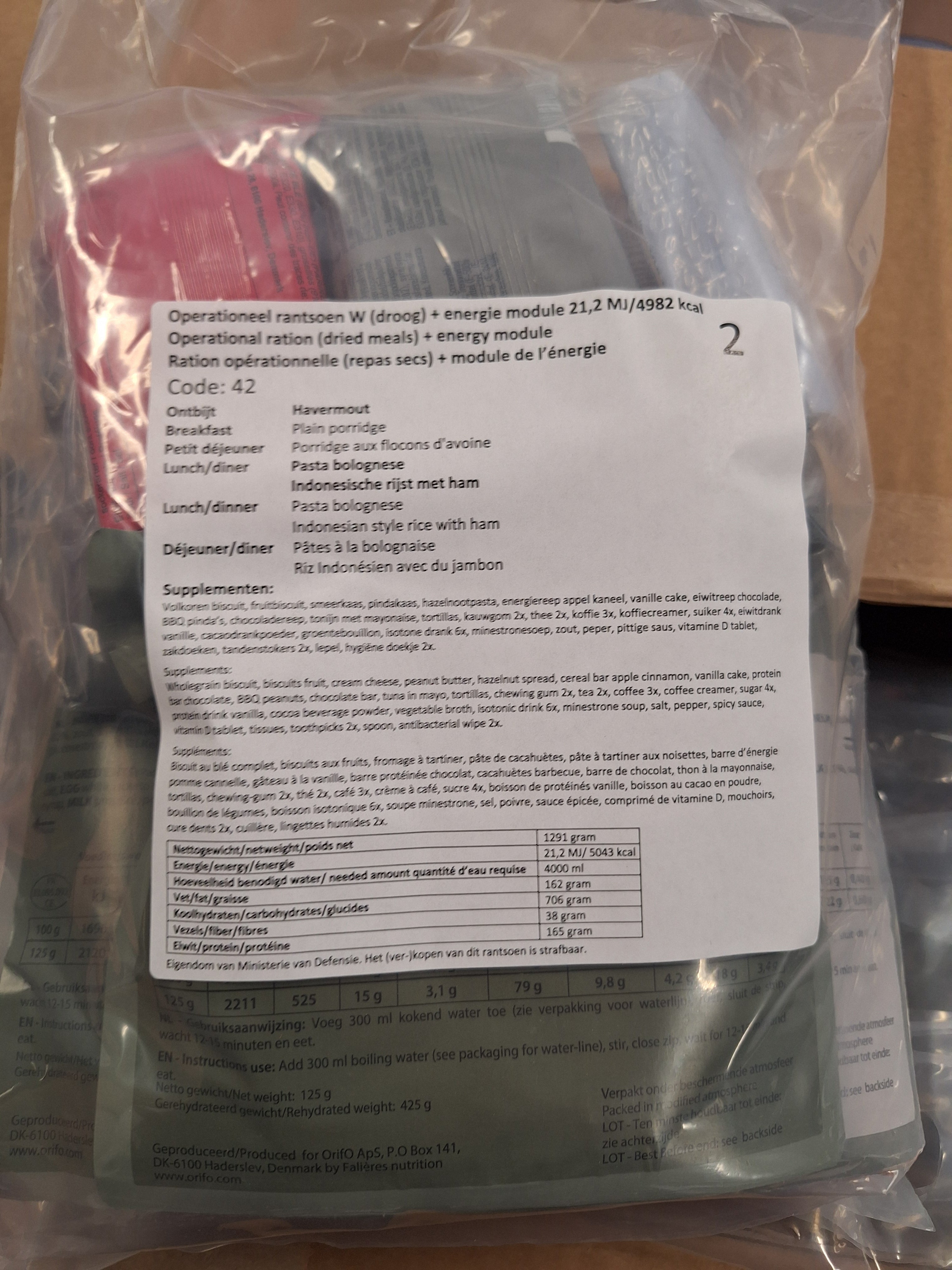 Niederlande 24Hr Ration 5100kcal Trockene Mahlzeiten - MREs and More