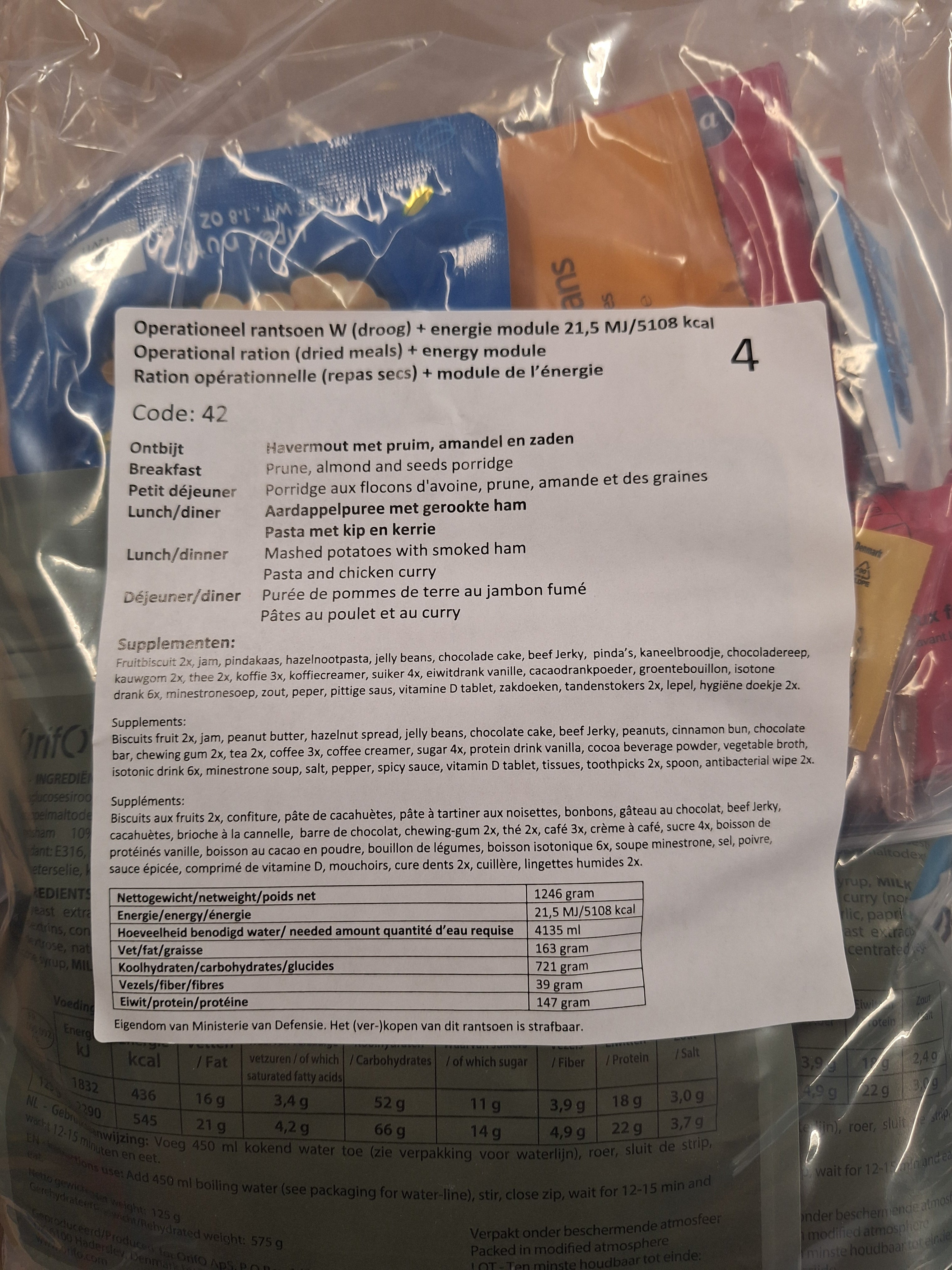 Niederlande 24Hr Ration 5100kcal Trockene Mahlzeiten - MREs and More