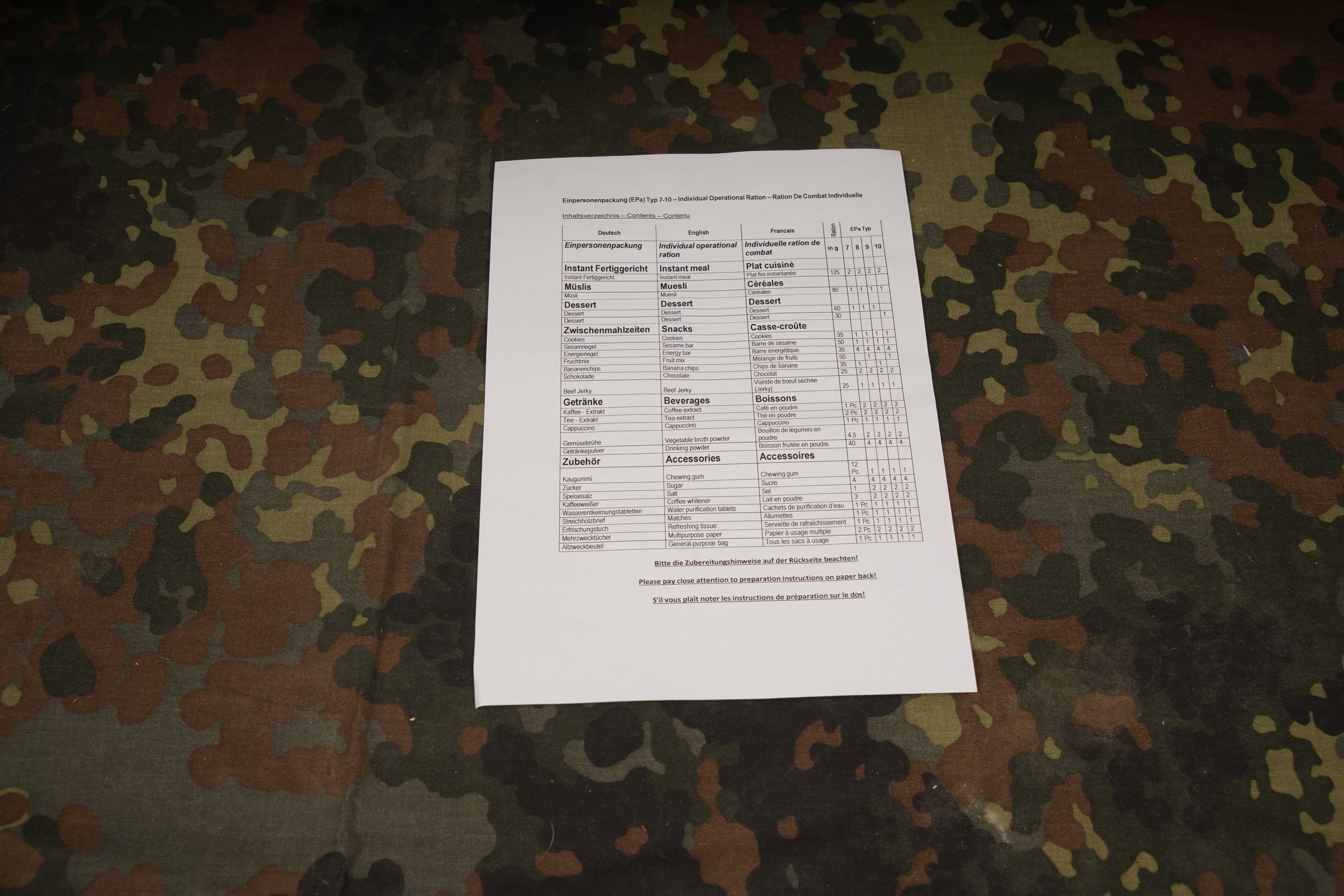 Duitsland EPA 24h rantsoen